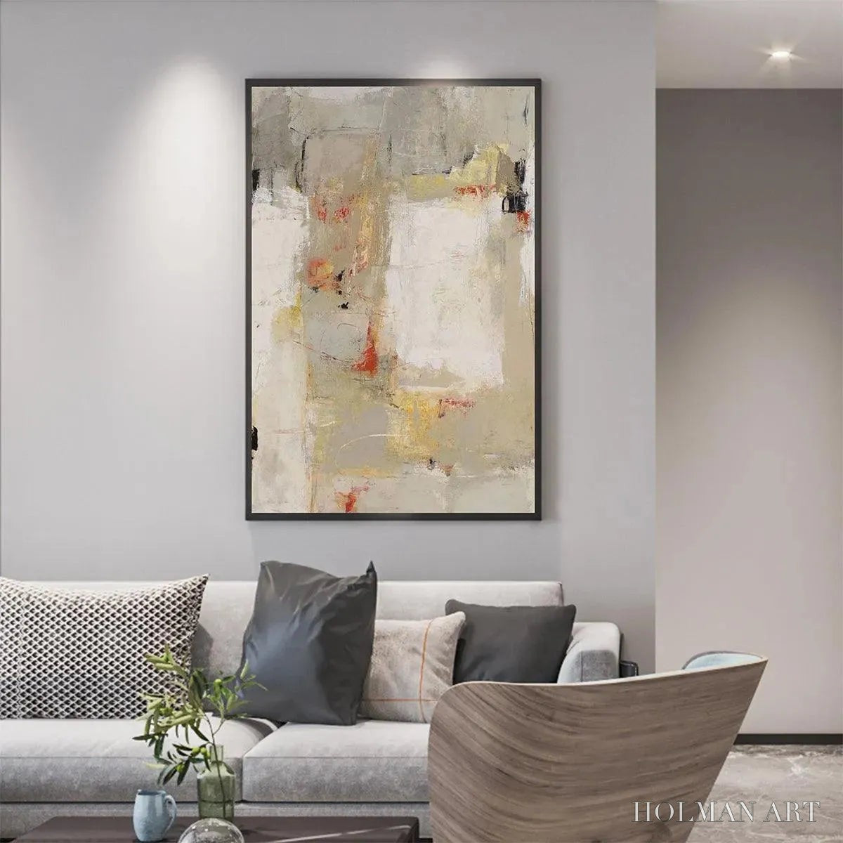 HOLMAN ART Neutral Abstraction – Minimalist Abstract Painting, Vertical - image 5