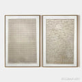 HOLMAN ART Textured Beige Grid Set – Minimalist Textured Painting Set of 2 - image 1