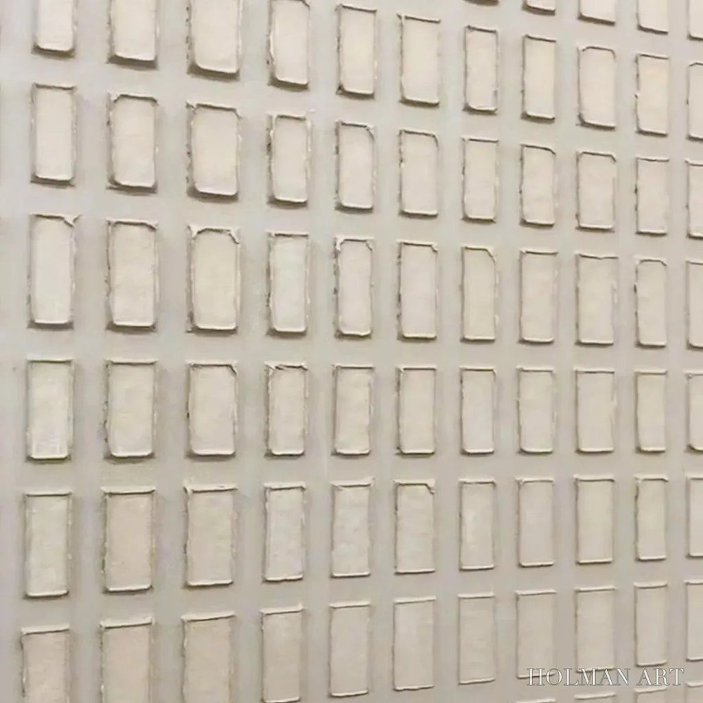 HOLMAN ART Textured Beige Grid Set – Minimalist Textured Painting Set of 2 - image 3