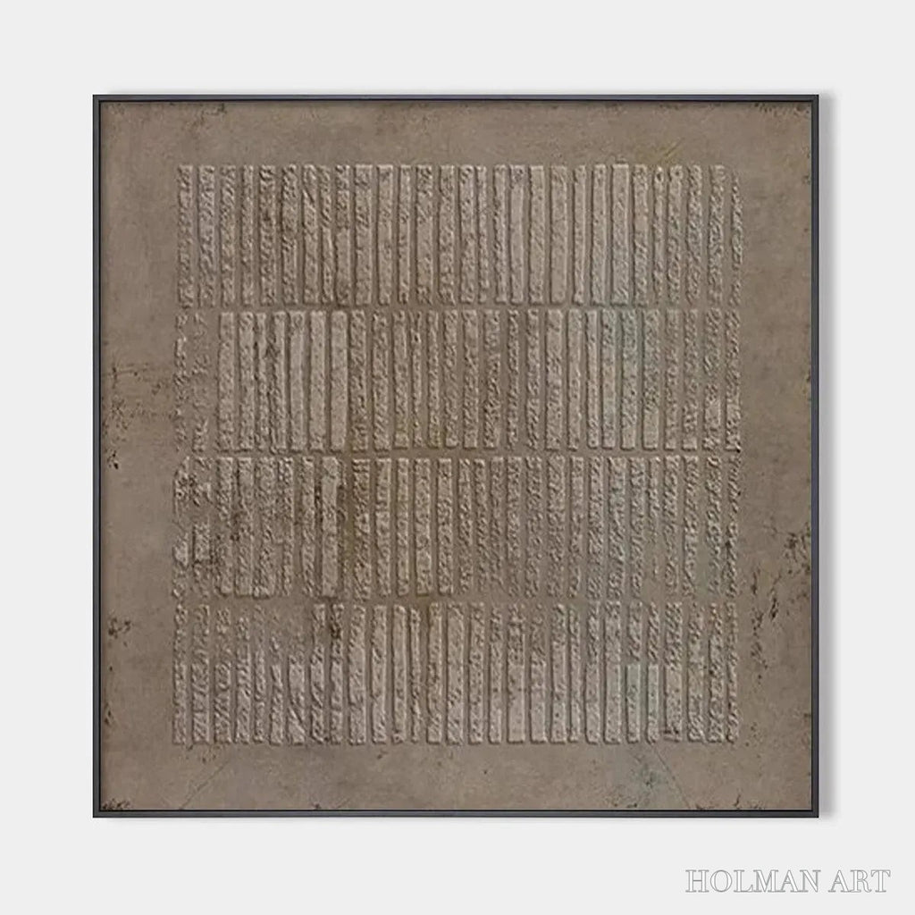 HOLMAN ART Textured Brown Grid – Minimalist Textured Painting - image 1