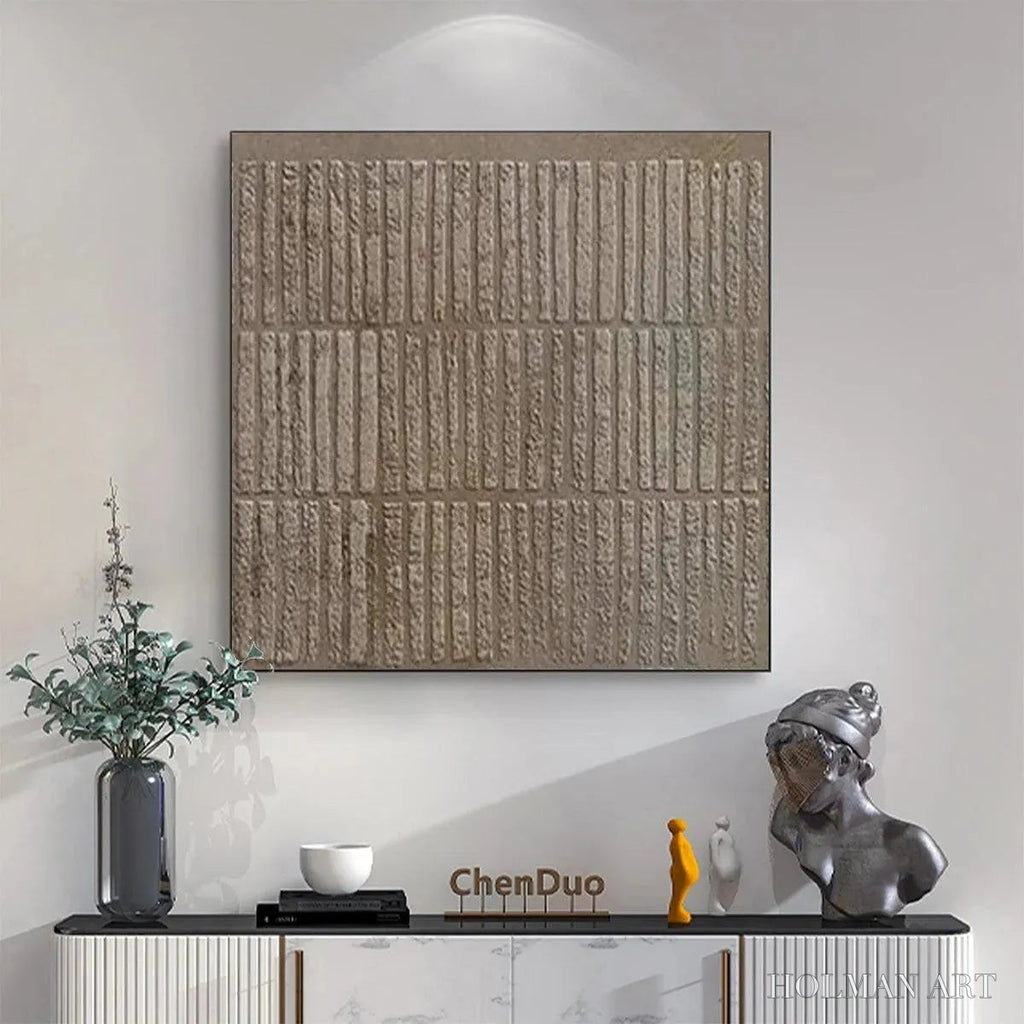 HOLMAN ART Textured Brown Grid – Minimalist Textured Painting - image 2