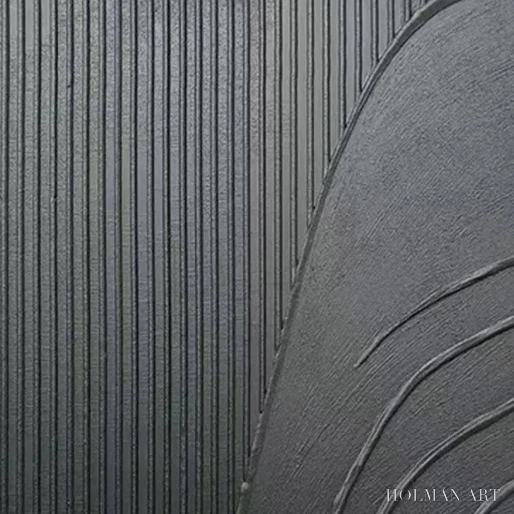 HOLMAN ART Black Textured Curves – Minimalist Textured Abstract Painting - image 4