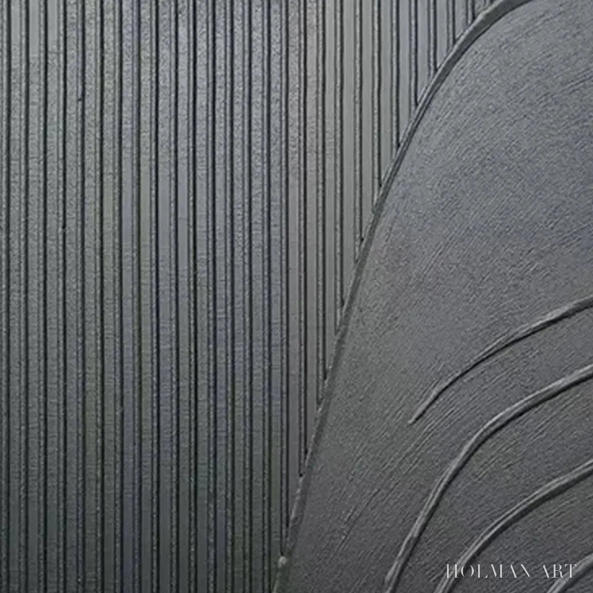 HOLMAN ART Black Textured Curves – Minimalist Textured Abstract Painting - image 4