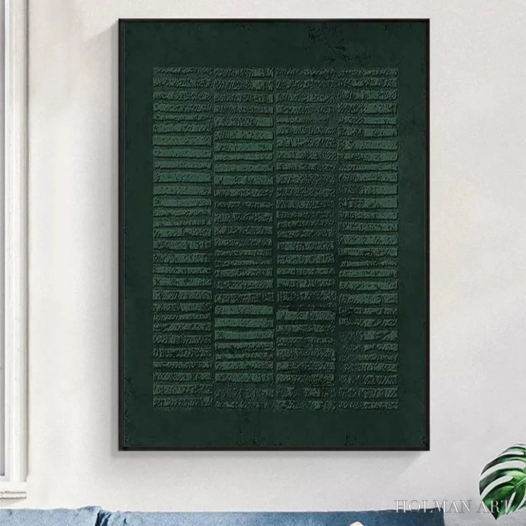 HOLMAN ART Dark Green Textured Grid – Minimalist Textured Painting - image 2