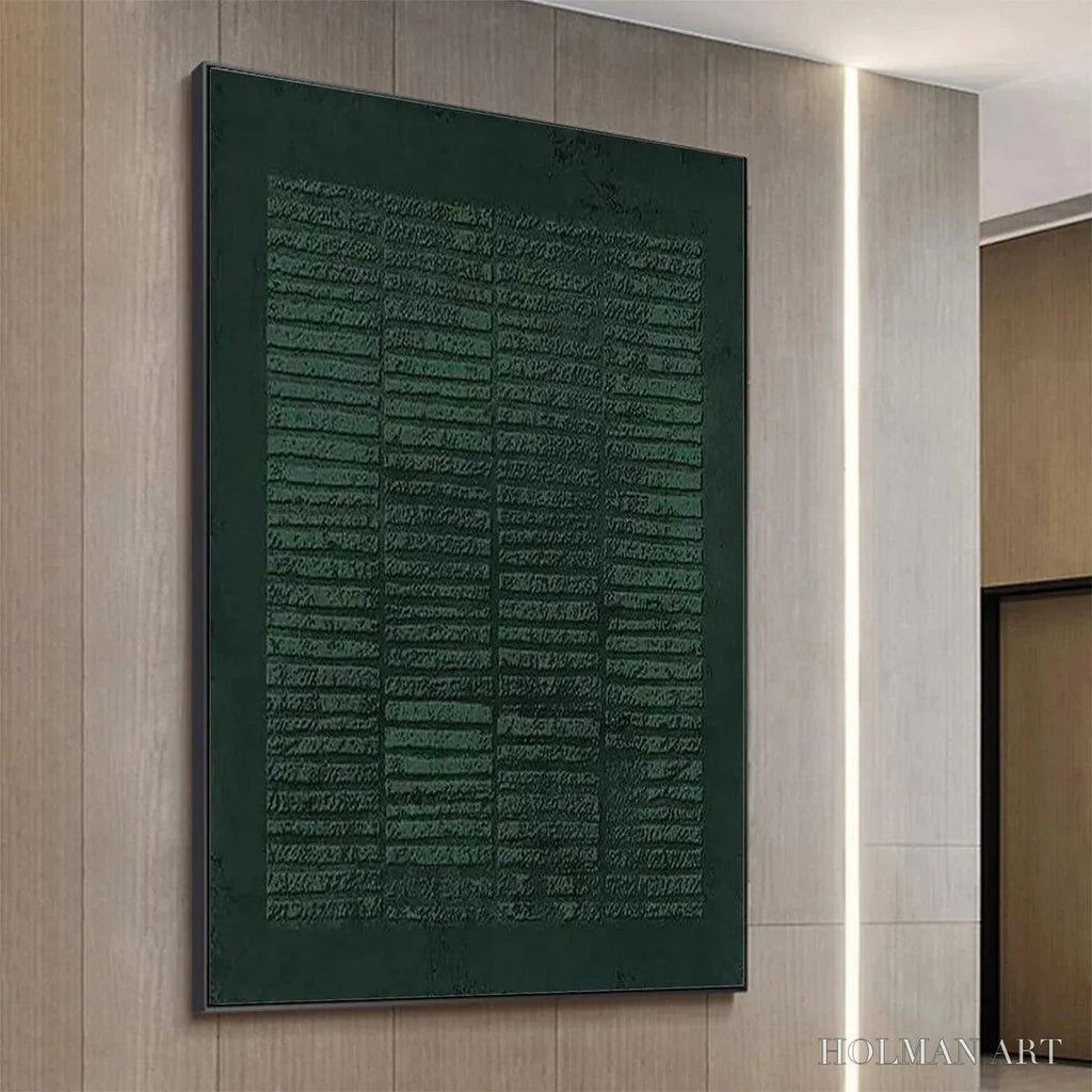 HOLMAN ART Dark Green Textured Grid – Minimalist Textured Painting - image 3
