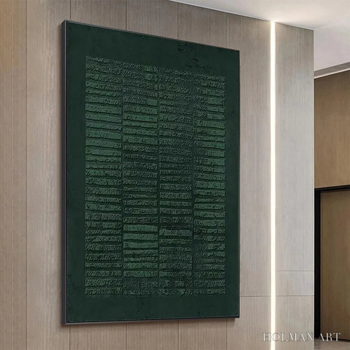 HOLMAN ART Dark Green Textured Grid – Minimalist Textured Painting - image 3