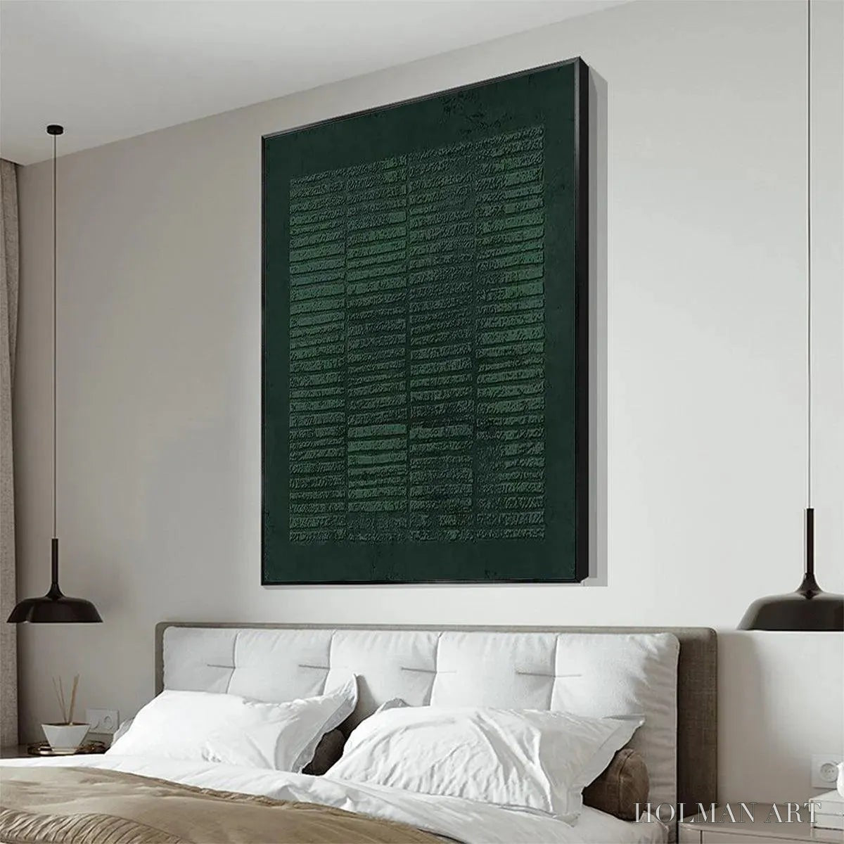 HOLMAN ART Dark Green Textured Grid – Minimalist Textured Painting - image 4