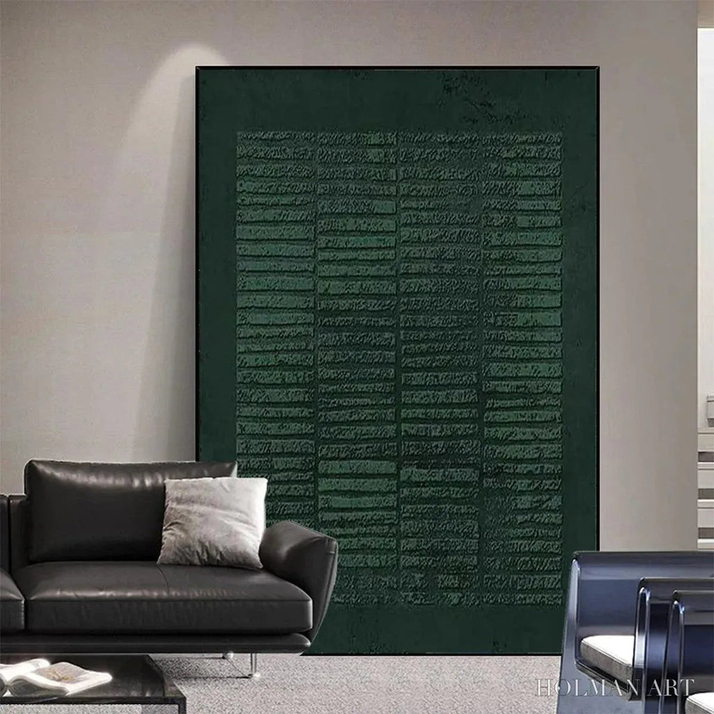 HOLMAN ART Dark Green Textured Grid – Minimalist Textured Painting - image 6