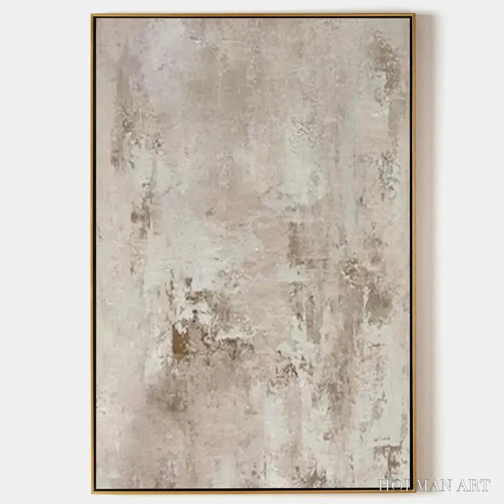 HOLMAN ART Textured Beige Abstract – Minimalist Textured Painting - image 1