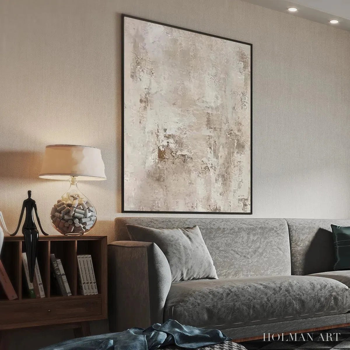 HOLMAN ART Textured Beige Abstract – Minimalist Textured Painting - image 4