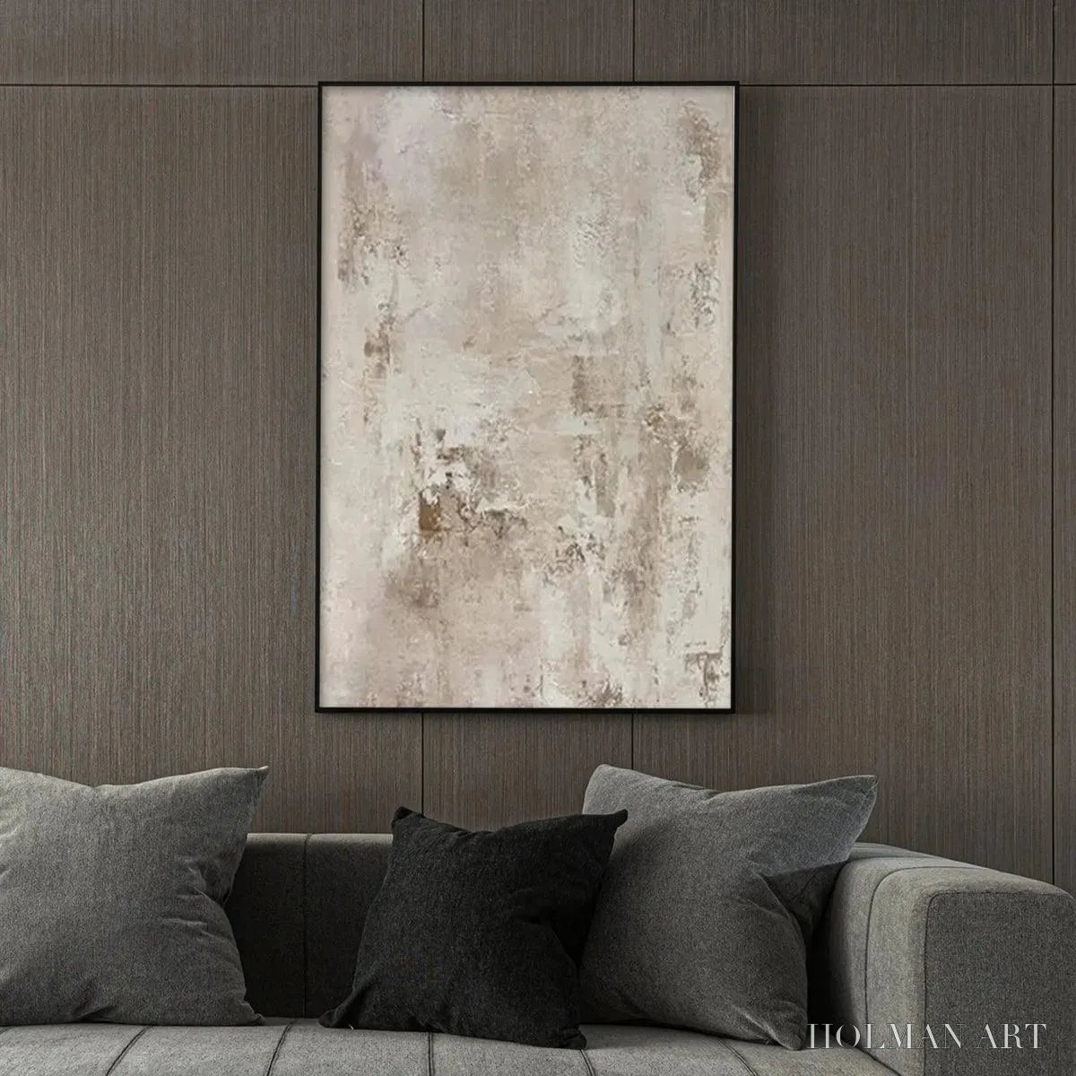 HOLMAN ART Textured Beige Abstract – Minimalist Textured Painting - image 5