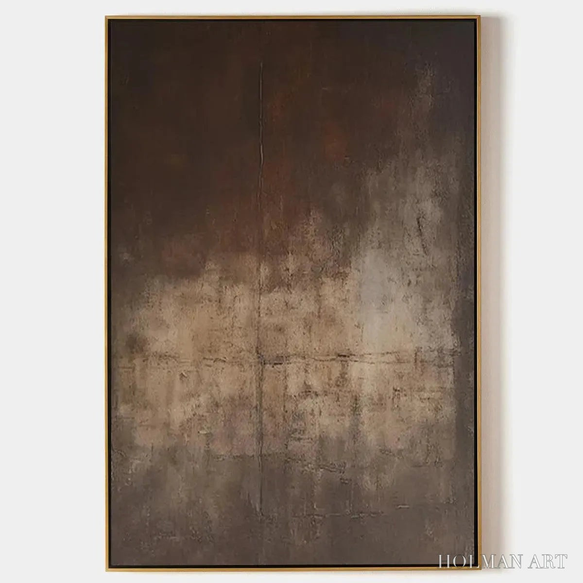 HOLMAN ART Dark Brown Textured Abstract – Minimalist Textured Painting - image 1