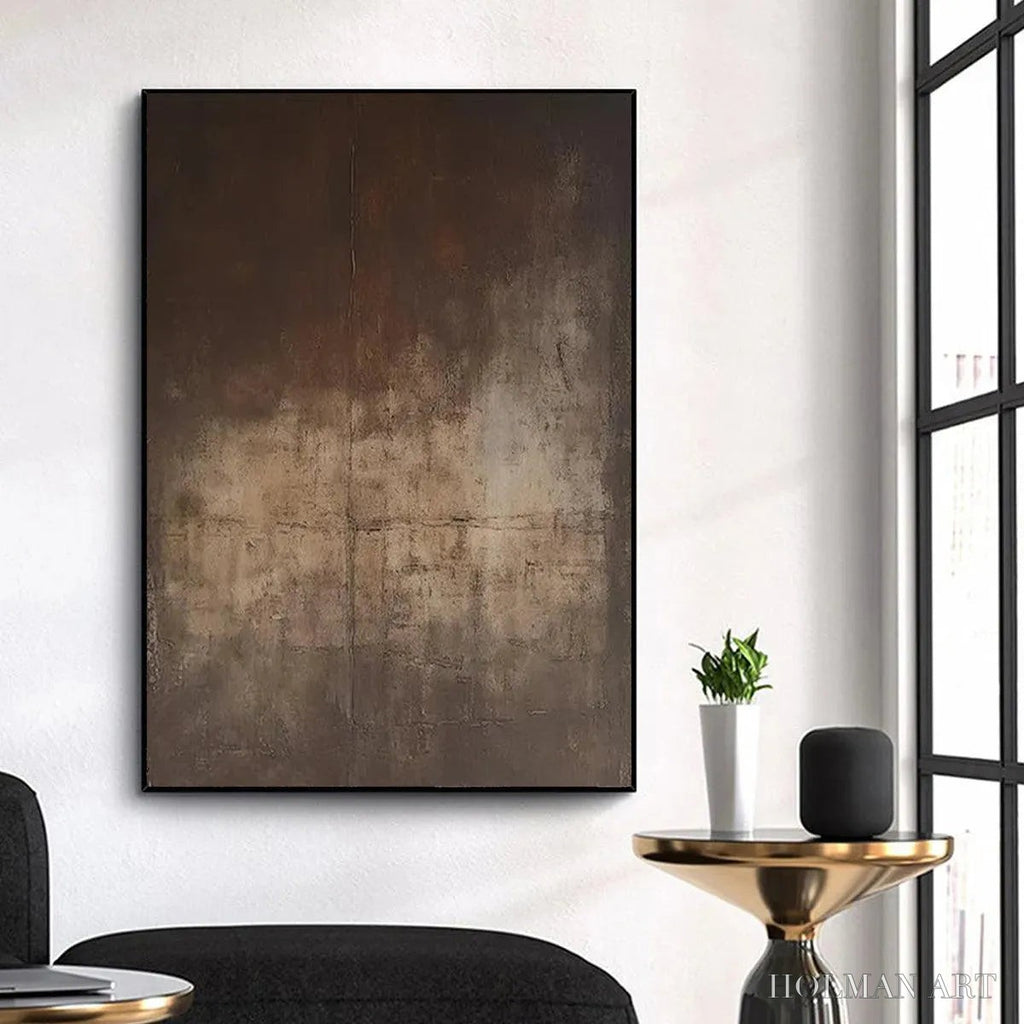 HOLMAN ART Dark Brown Textured Abstract – Minimalist Textured Painting - image 2