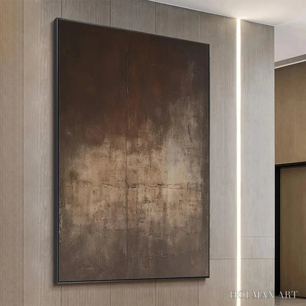 HOLMAN ART Dark Brown Textured Abstract – Minimalist Textured Painting - image 4