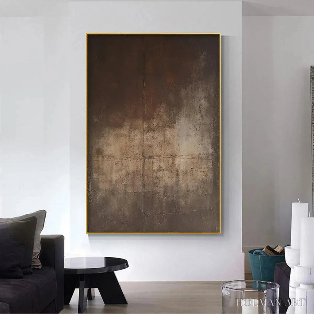 HOLMAN ART Dark Brown Textured Abstract – Minimalist Textured Painting - image 5