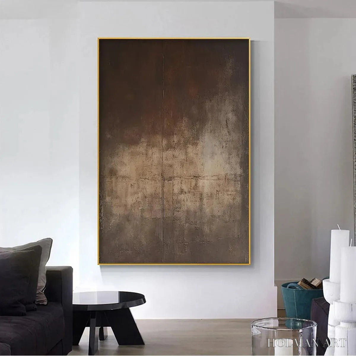 HOLMAN ART Dark Brown Textured Abstract – Minimalist Textured Painting - image 5