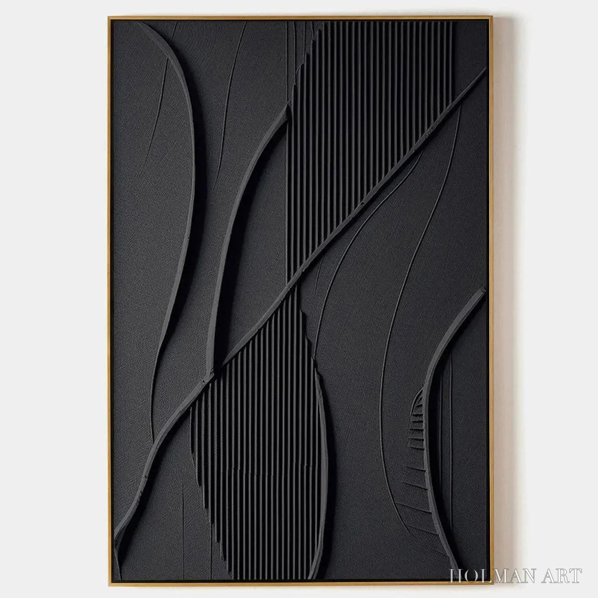 HOLMAN ART Black Textured Abstract – Minimalist Textured Painting - image 1