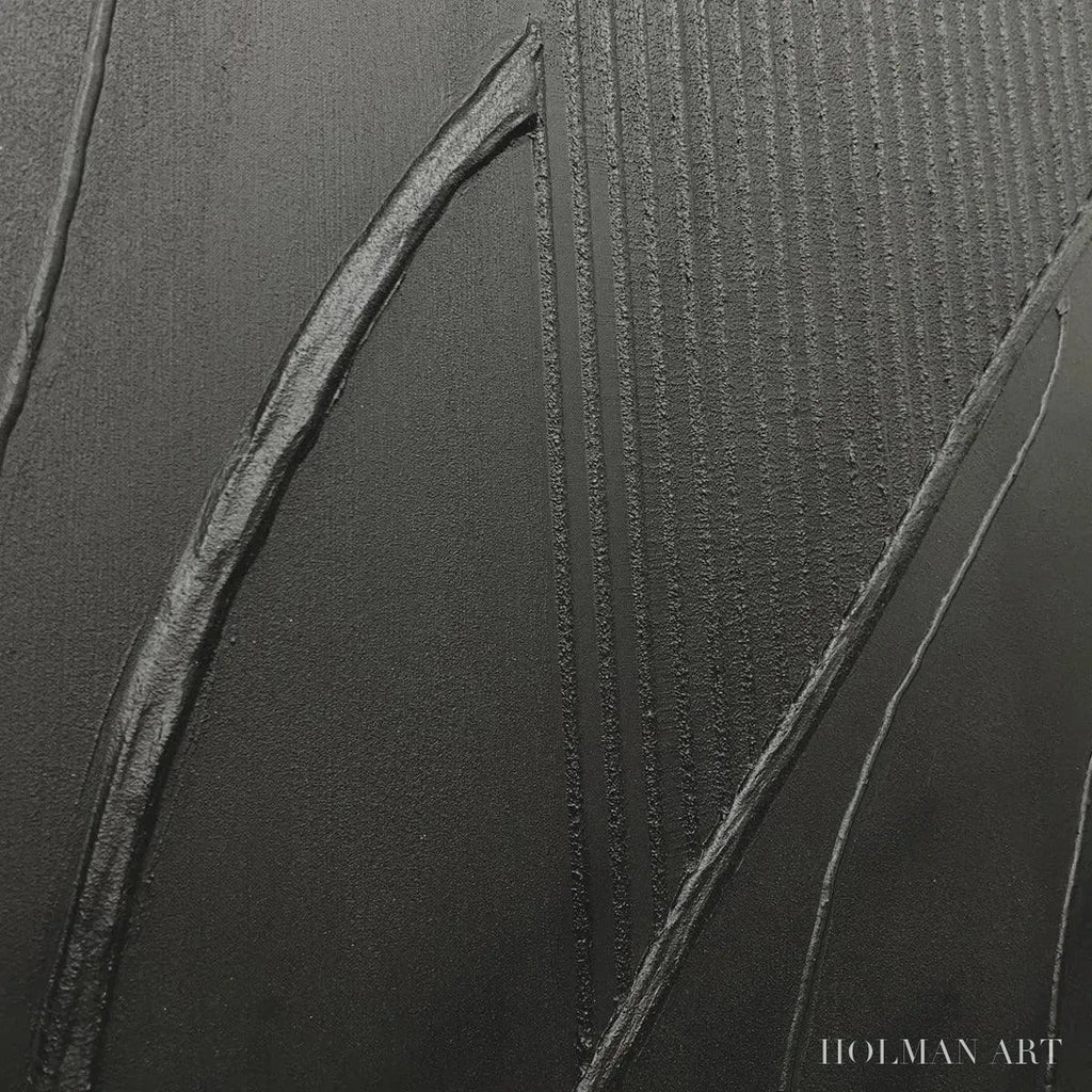 HOLMAN ART Black Textured Abstract – Minimalist Textured Painting - image 3