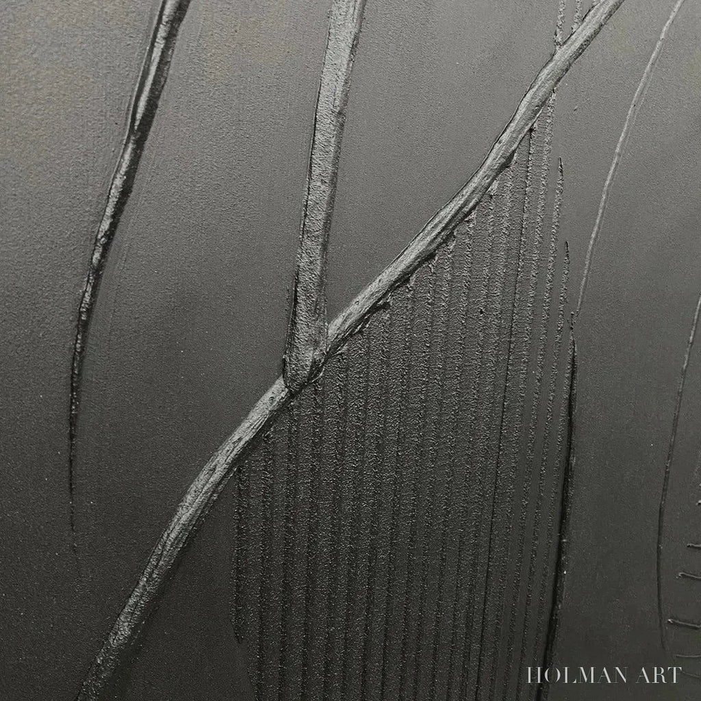 HOLMAN ART Black Textured Abstract – Minimalist Textured Painting - image 4