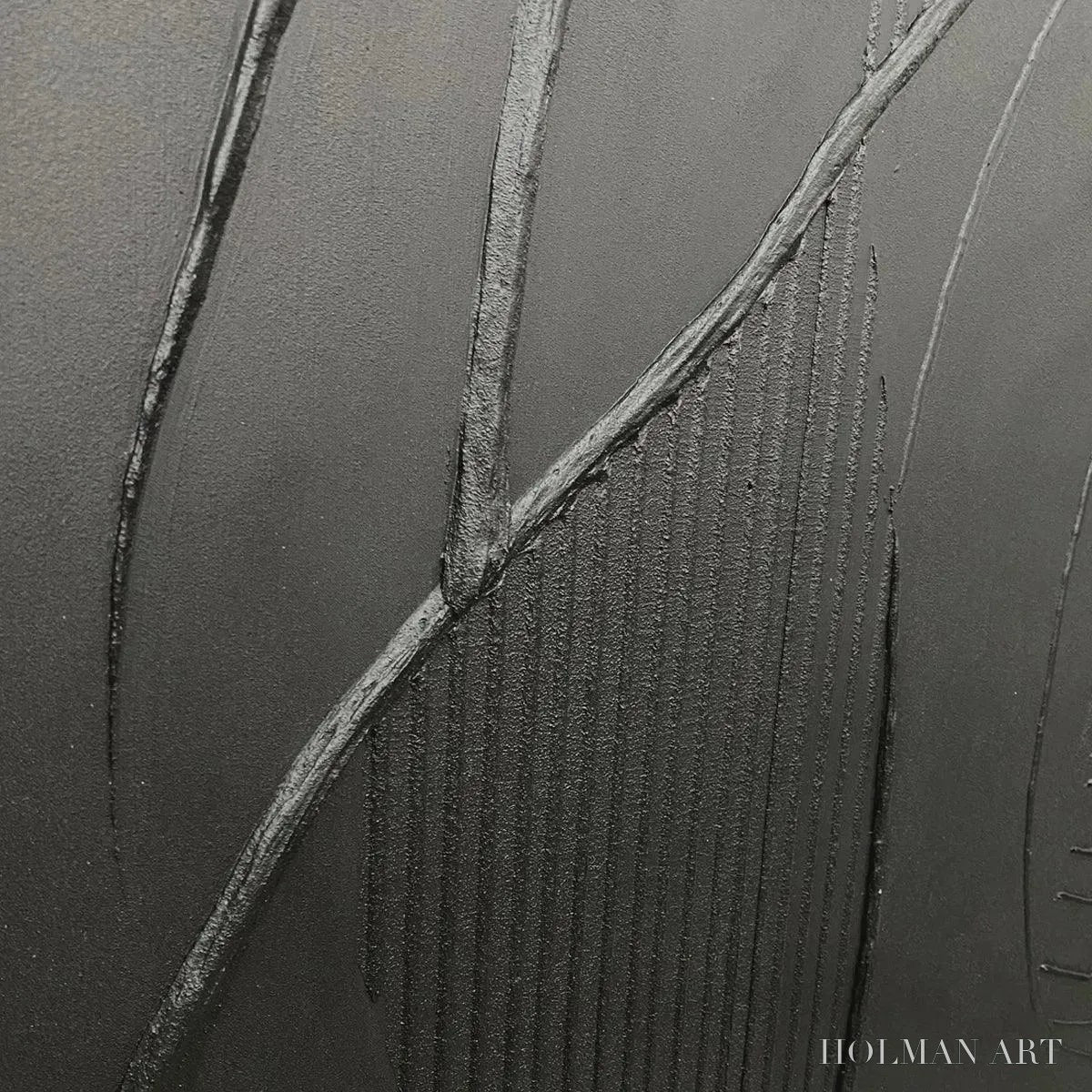 HOLMAN ART Black Textured Abstract – Minimalist Textured Painting - image 4