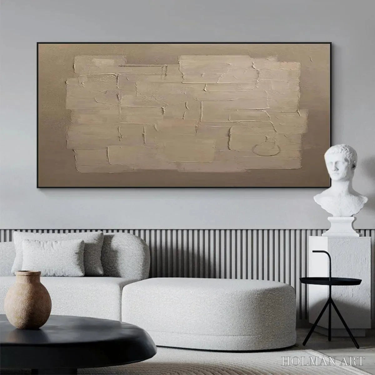 HOLMAN ART Textured Taupe Abstract – Minimalist Textured Painting - image 2