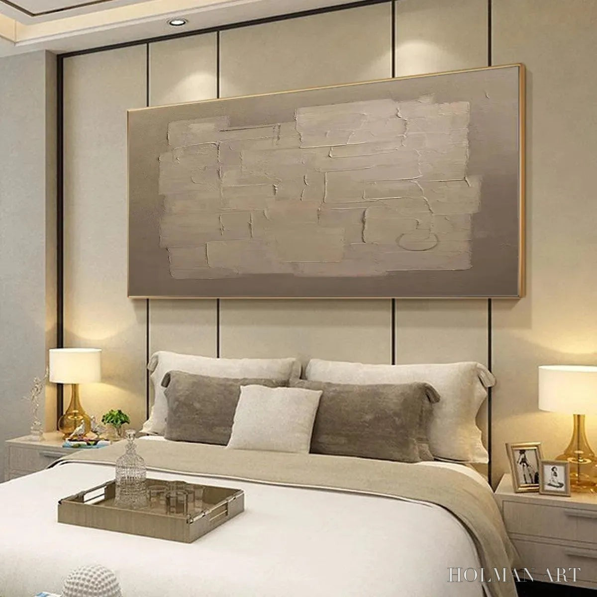 HOLMAN ART Textured Taupe Abstract – Minimalist Textured Painting - image 4