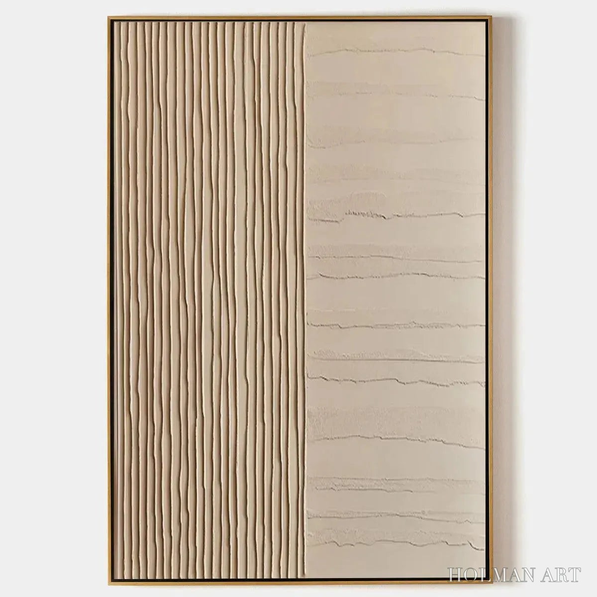 HOLMAN ART Textured Beige Lines – Minimalist Textured Painting - image 1