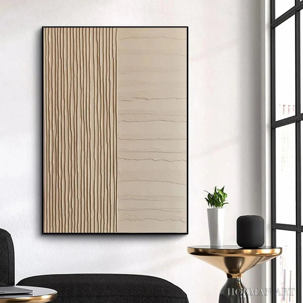 HOLMAN ART Textured Beige Lines – Minimalist Textured Painting - image 4