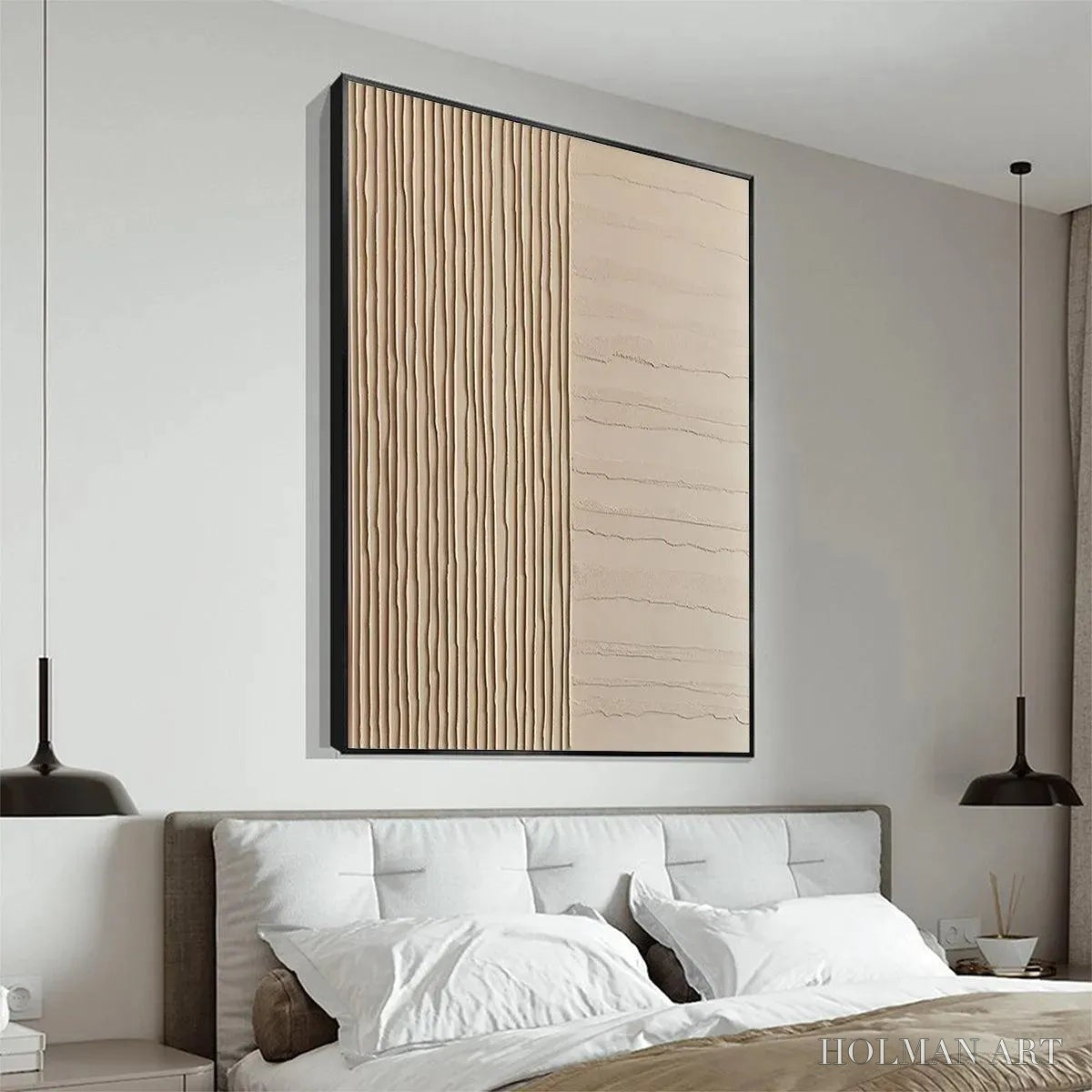 HOLMAN ART Textured Beige Lines – Minimalist Textured Painting - image 6