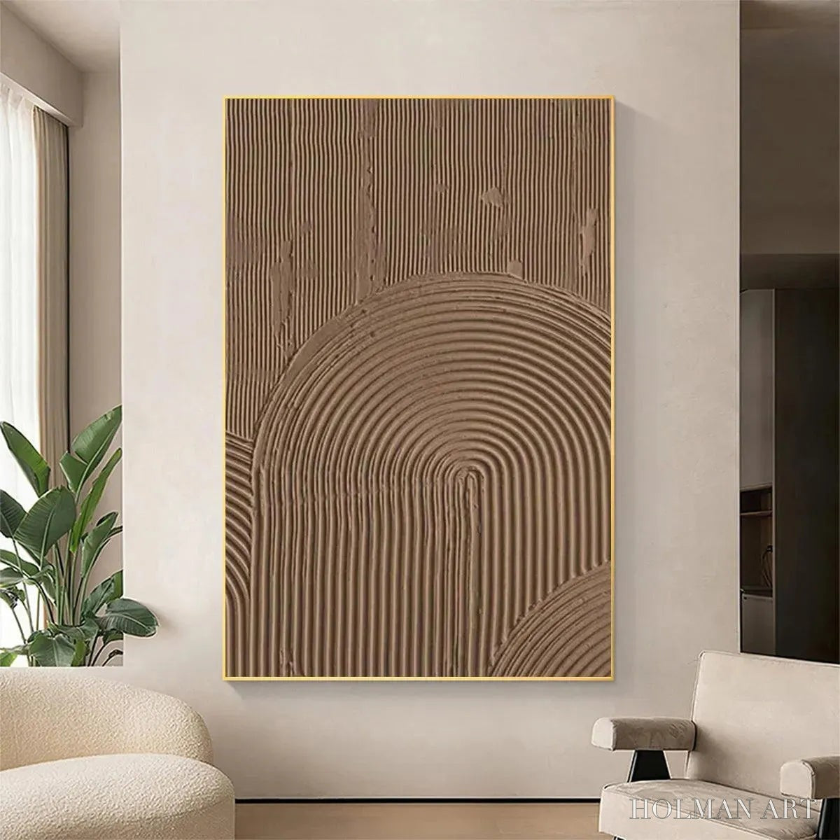 HOLMAN ART Brown Textured Arch – Textured Abstract Painting in Brown - image 2