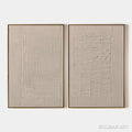 HOLMAN ART Textured Grid Duo – Set of 2 Textured Abstract Paintings in Beige - image 1