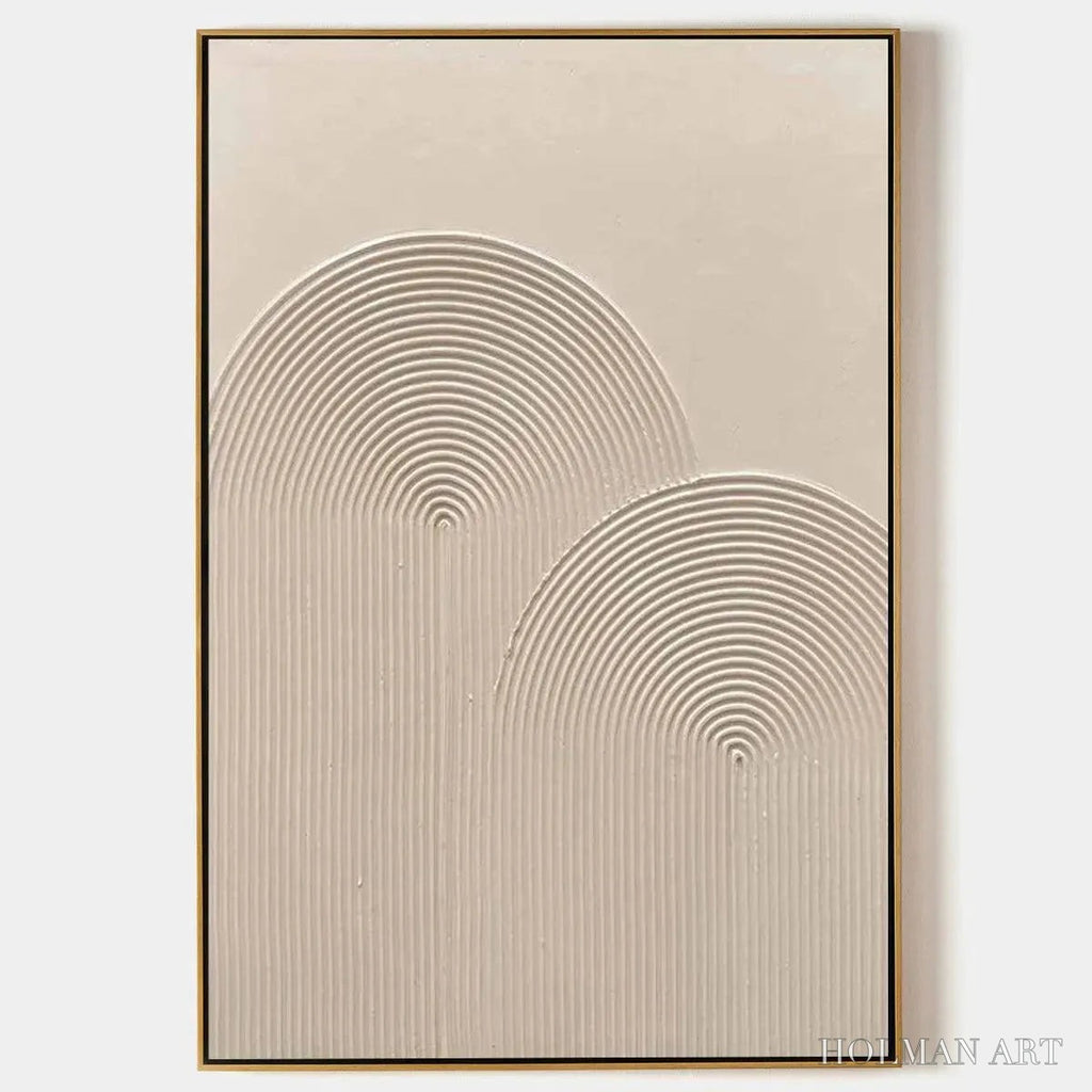 HOLMAN ART Textured Rainbow – Minimalist Textured Painting in Beige - image 1