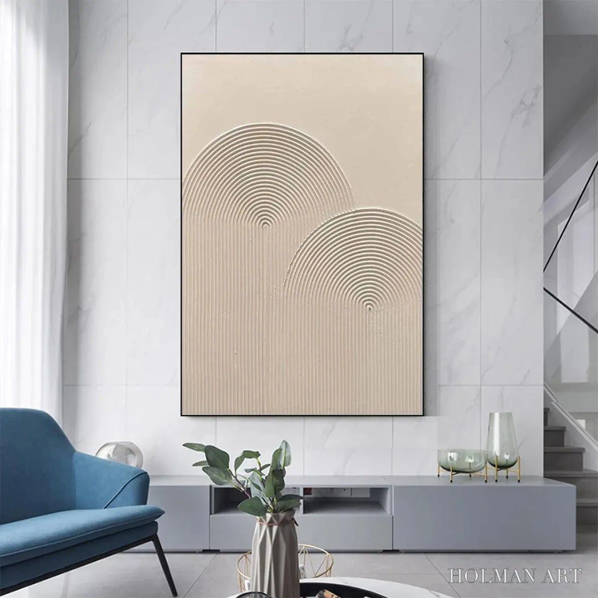HOLMAN ART Textured Rainbow – Minimalist Textured Painting in Beige - image 2