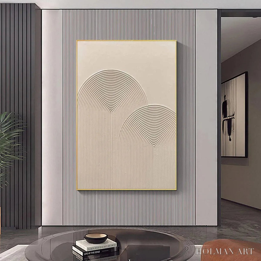 HOLMAN ART Textured Rainbow – Minimalist Textured Painting in Beige - image 4