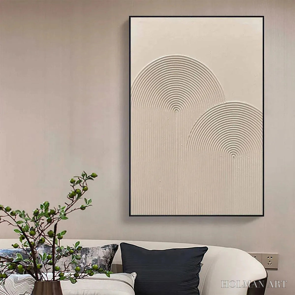 HOLMAN ART Textured Rainbow – Minimalist Textured Painting in Beige - image 5