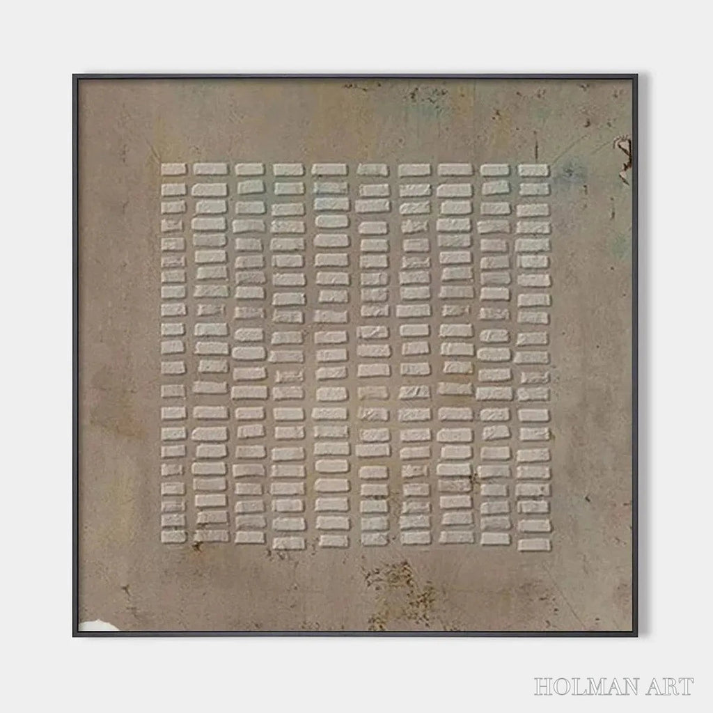 HOLMAN ART Textured Beige Grid – Minimalist Textured Painting - image 1