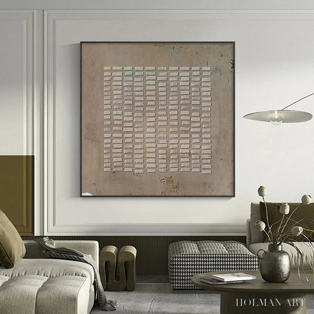 HOLMAN ART Textured Beige Grid – Minimalist Textured Painting - image 2