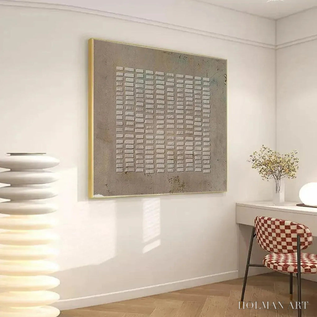 HOLMAN ART Textured Beige Grid – Minimalist Textured Painting - image 6