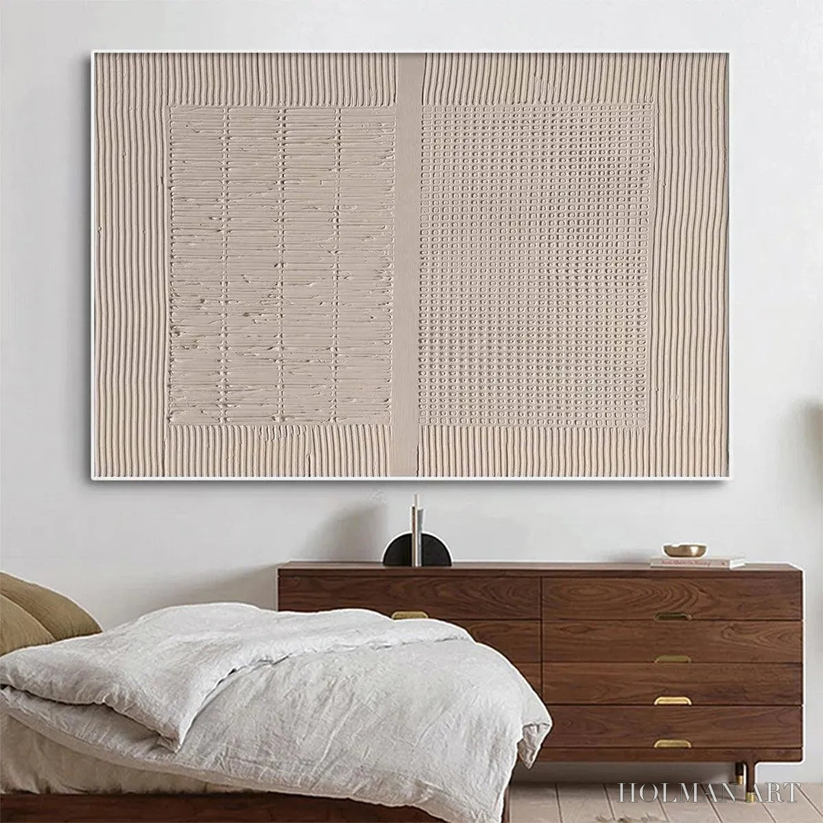 HOLMAN ART Beige Texture Diptych – Textured Abstract Painting in Beige - image 2