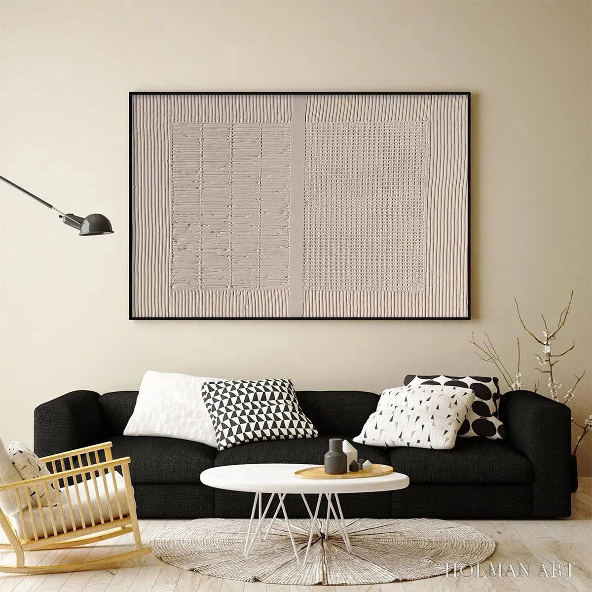 HOLMAN ART Beige Texture Diptych – Textured Abstract Painting in Beige - image 4