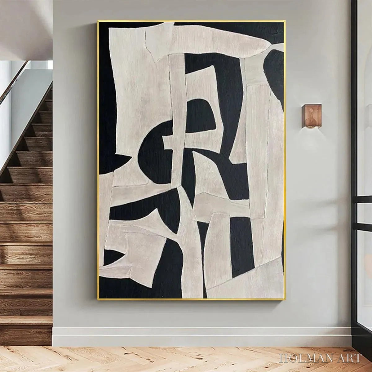 HOLMAN ART Black and White Abstract – Minimalist Abstract Painting - image 5