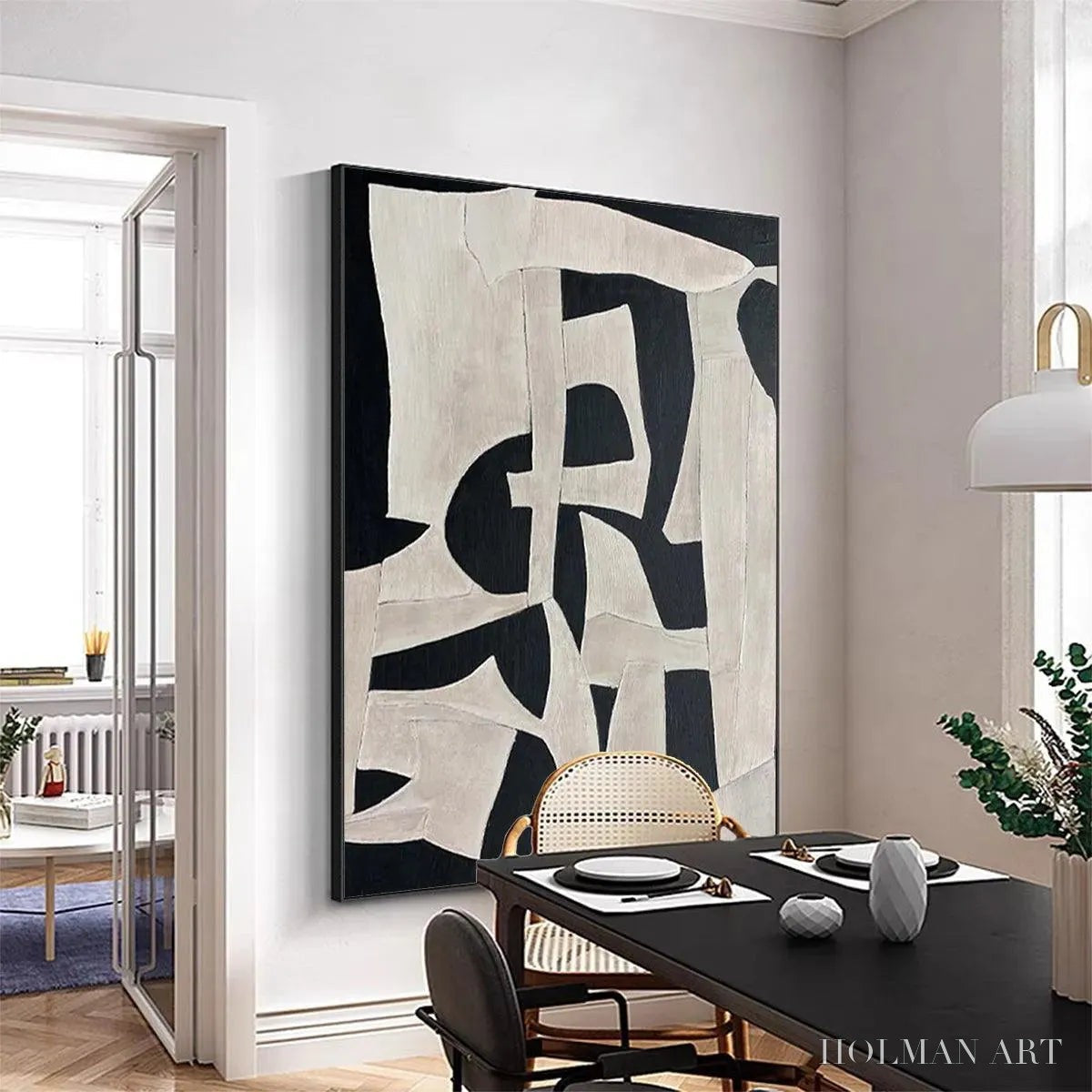 HOLMAN ART Black and White Abstract – Minimalist Abstract Painting - image 6