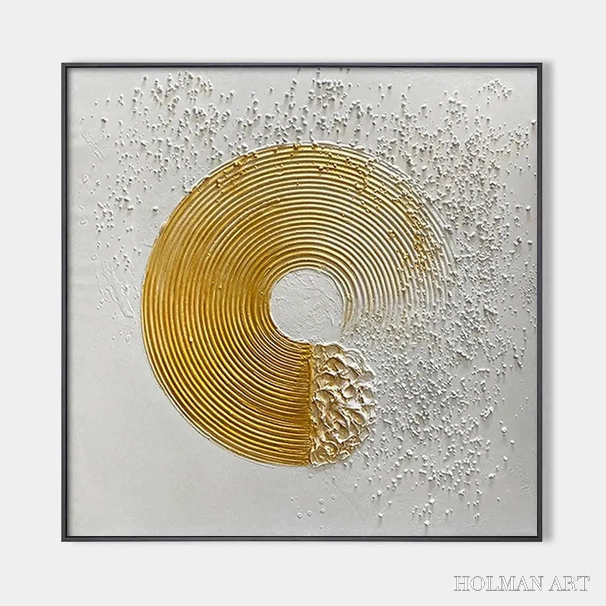 HOLMAN ART Golden Harmony – Textured Gold and White Abstract Painting, Square - image 1
