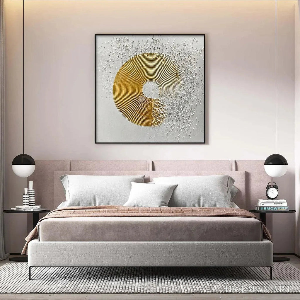 HOLMAN ART Golden Harmony – Textured Gold and White Abstract Painting, Square - image 6