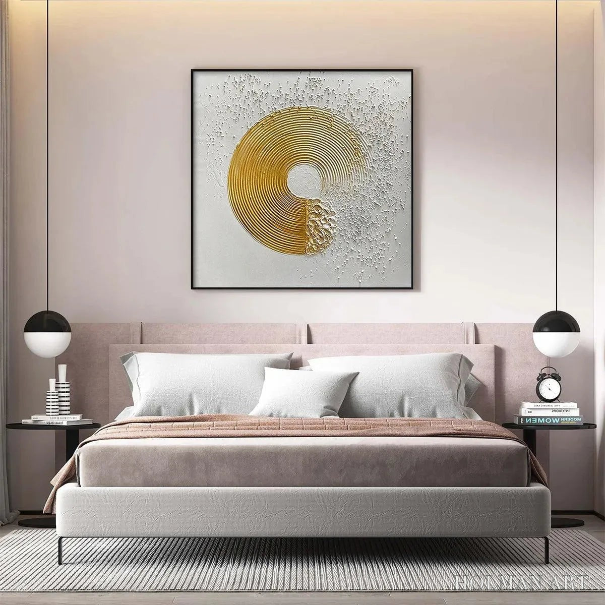 HOLMAN ART Golden Harmony – Textured Gold and White Abstract Painting, Square - image 6