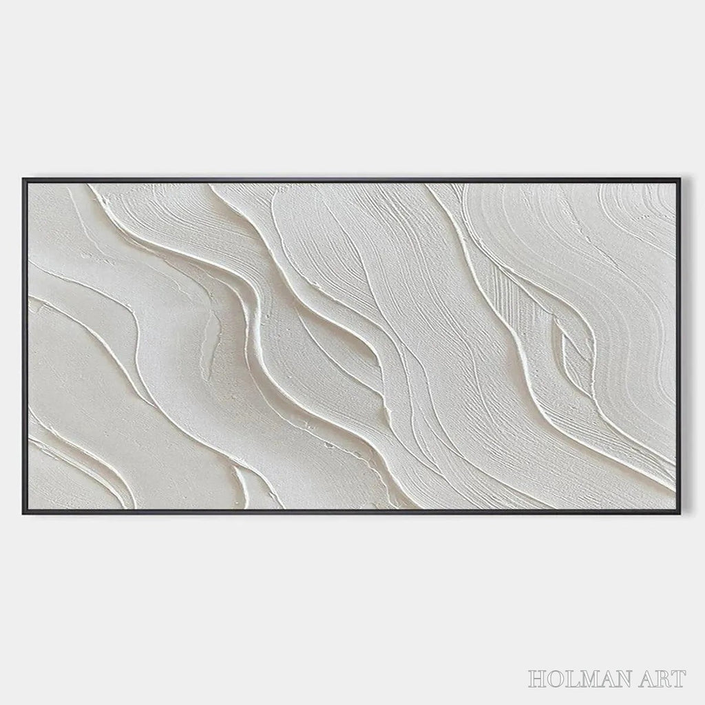HOLMAN ART Serene Ripples – Abstract Minimalist Textured White Painting - image 1