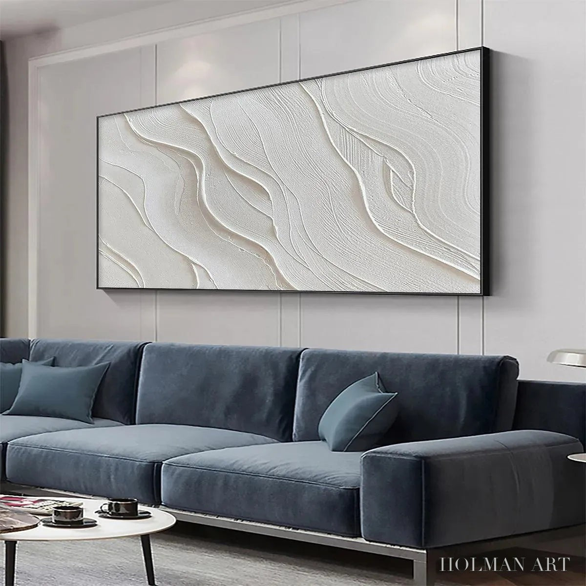 HOLMAN ART Serene Ripples – Abstract Minimalist Textured White Painting - image 2