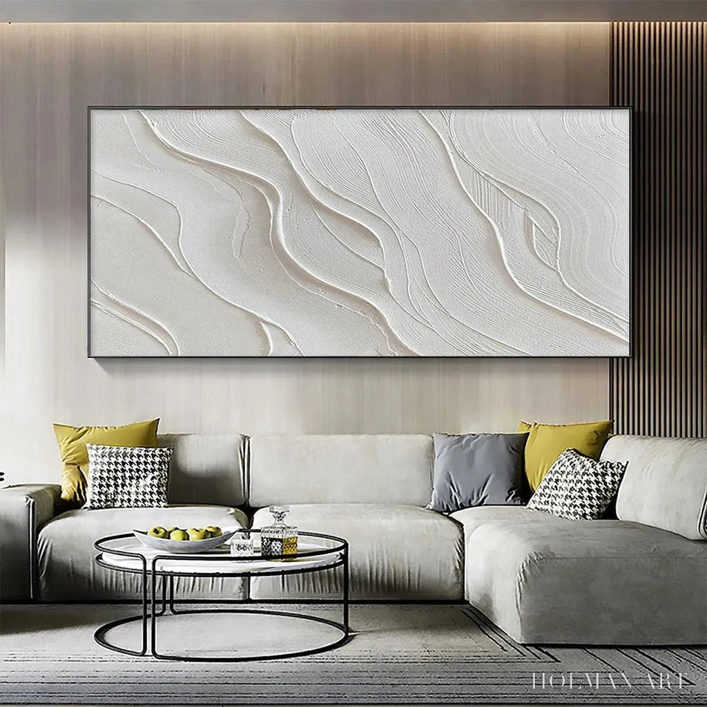 HOLMAN ART Serene Ripples – Abstract Minimalist Textured White Painting - image 4