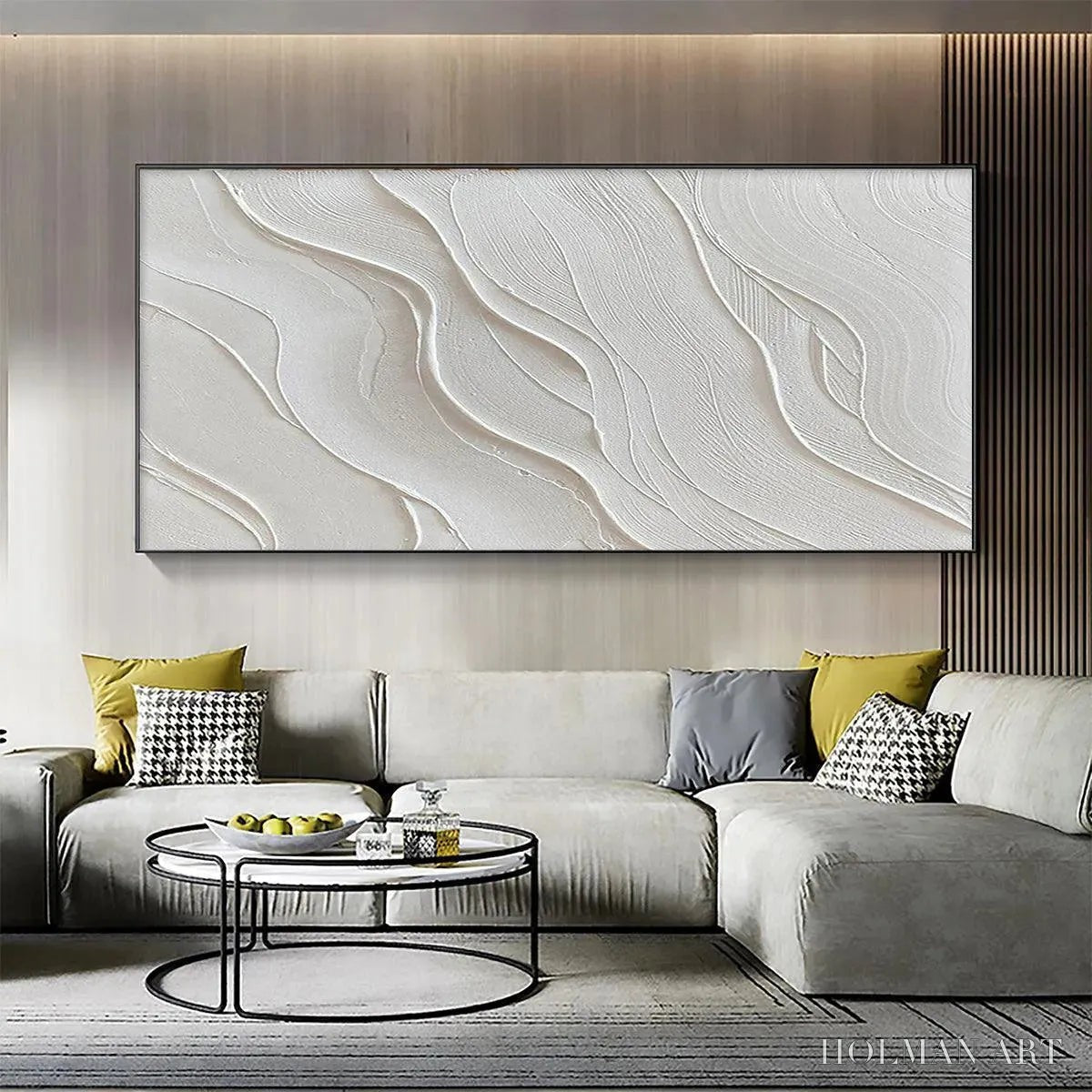 HOLMAN ART Serene Ripples – Abstract Minimalist Textured White Painting - image 4