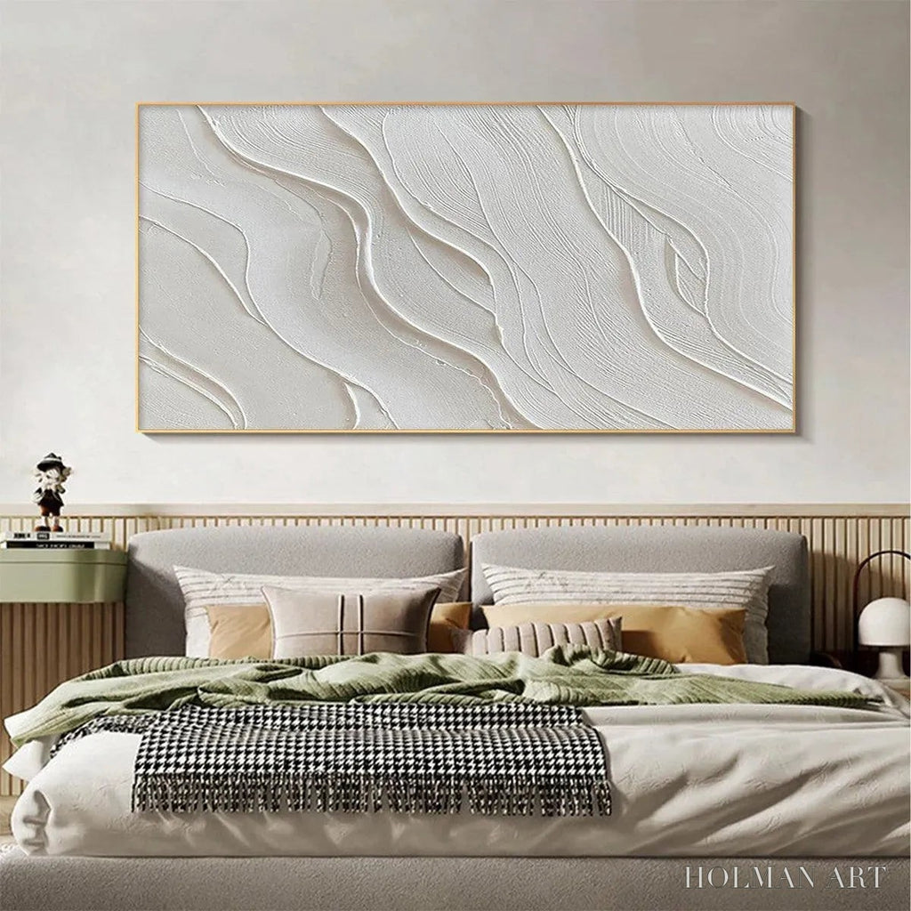 HOLMAN ART Serene Ripples – Abstract Minimalist Textured White Painting - image 5